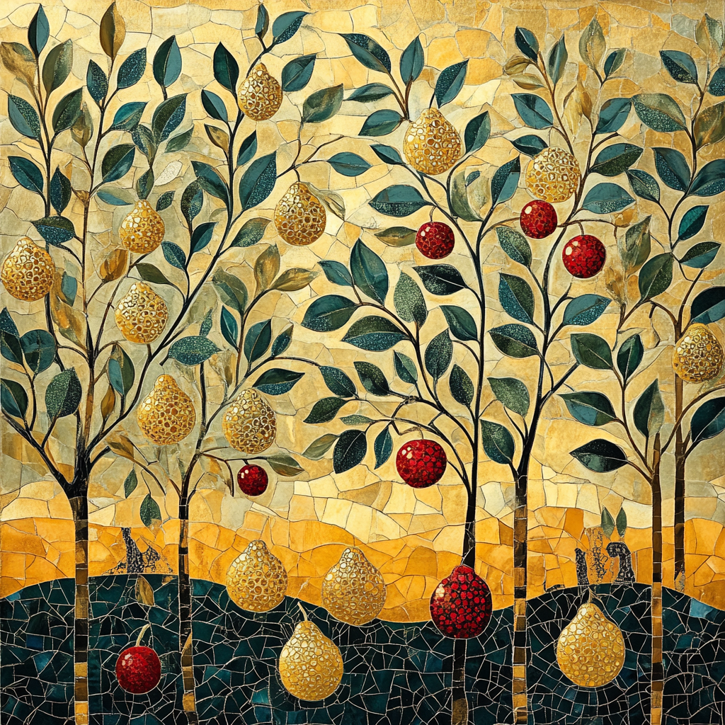 Gustav Klimt Inspired Jewel Orchard paint by color