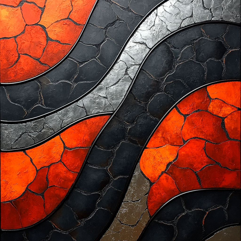 Jean-Paul Riopelle Inspired Volcanic Rhythm In Impasto Blocks Number painting