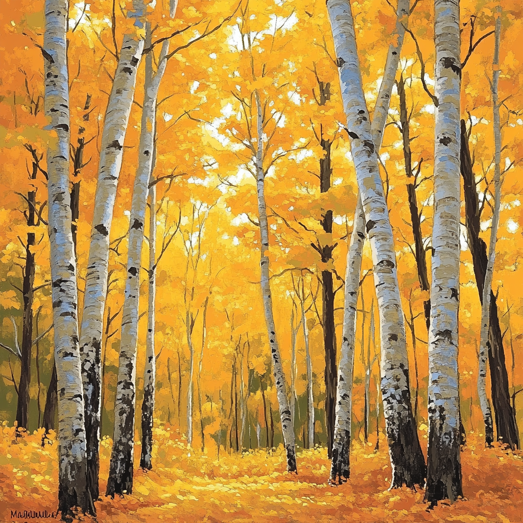 J E H MacDonald Inspired Golden Autumn Forest Canopy paint by number