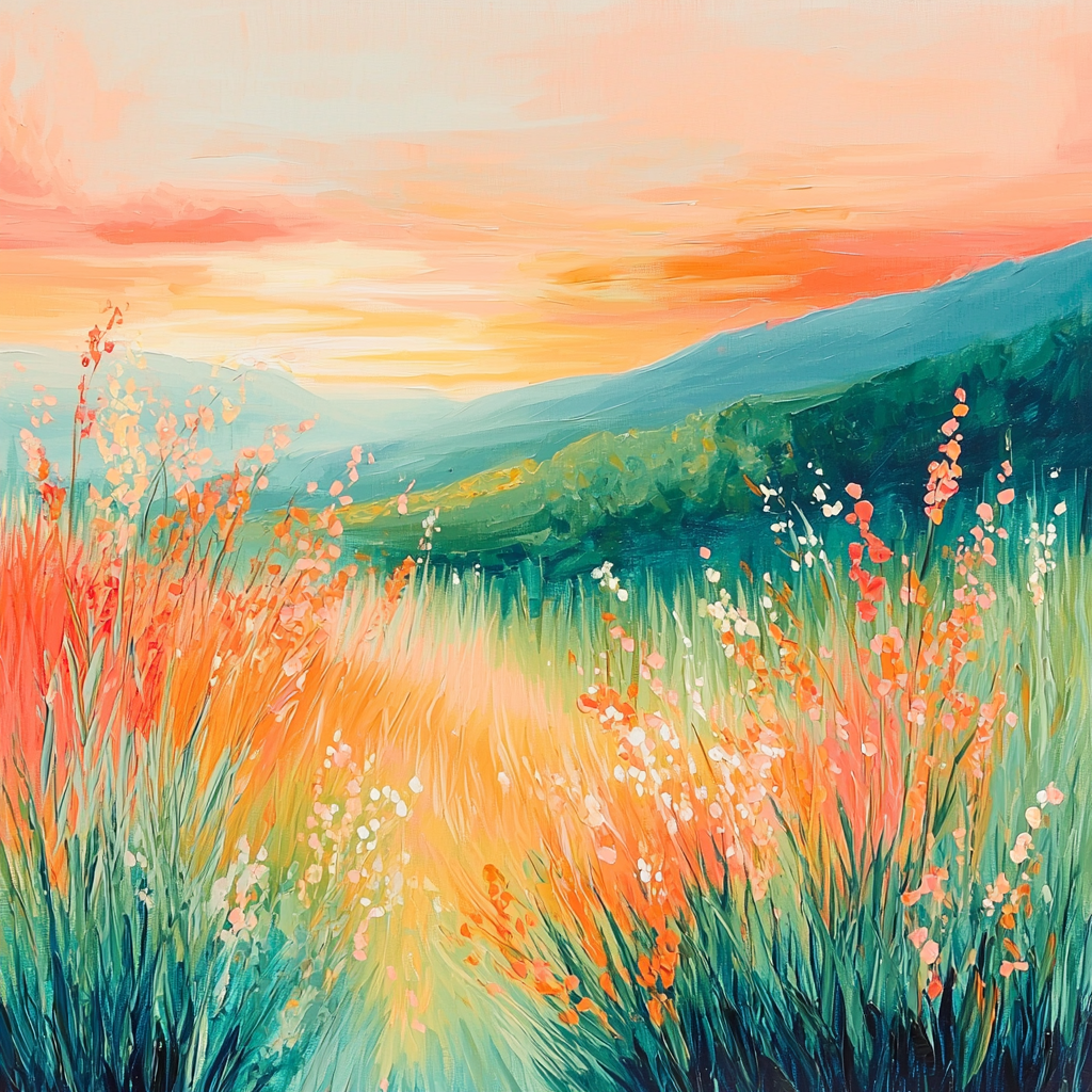 Leonardo Da Vinci Inspired Sunset Meadow Numbered Painting Kits