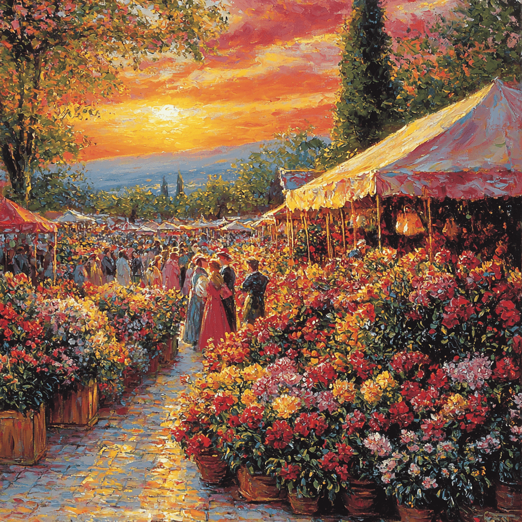 Pierre-Auguste Renoir Inspired Flower Market At Dusk Paint By Color