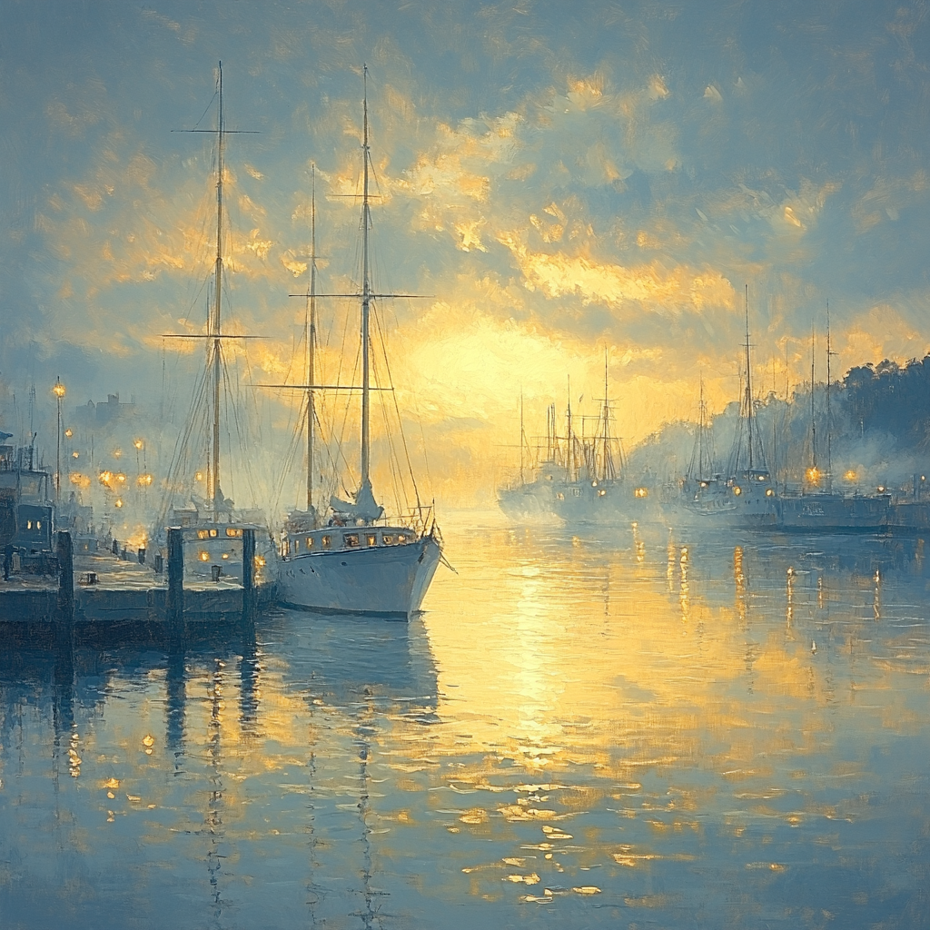 Turner Inspired Sunlit Harbor Morning Paint by numbers kits