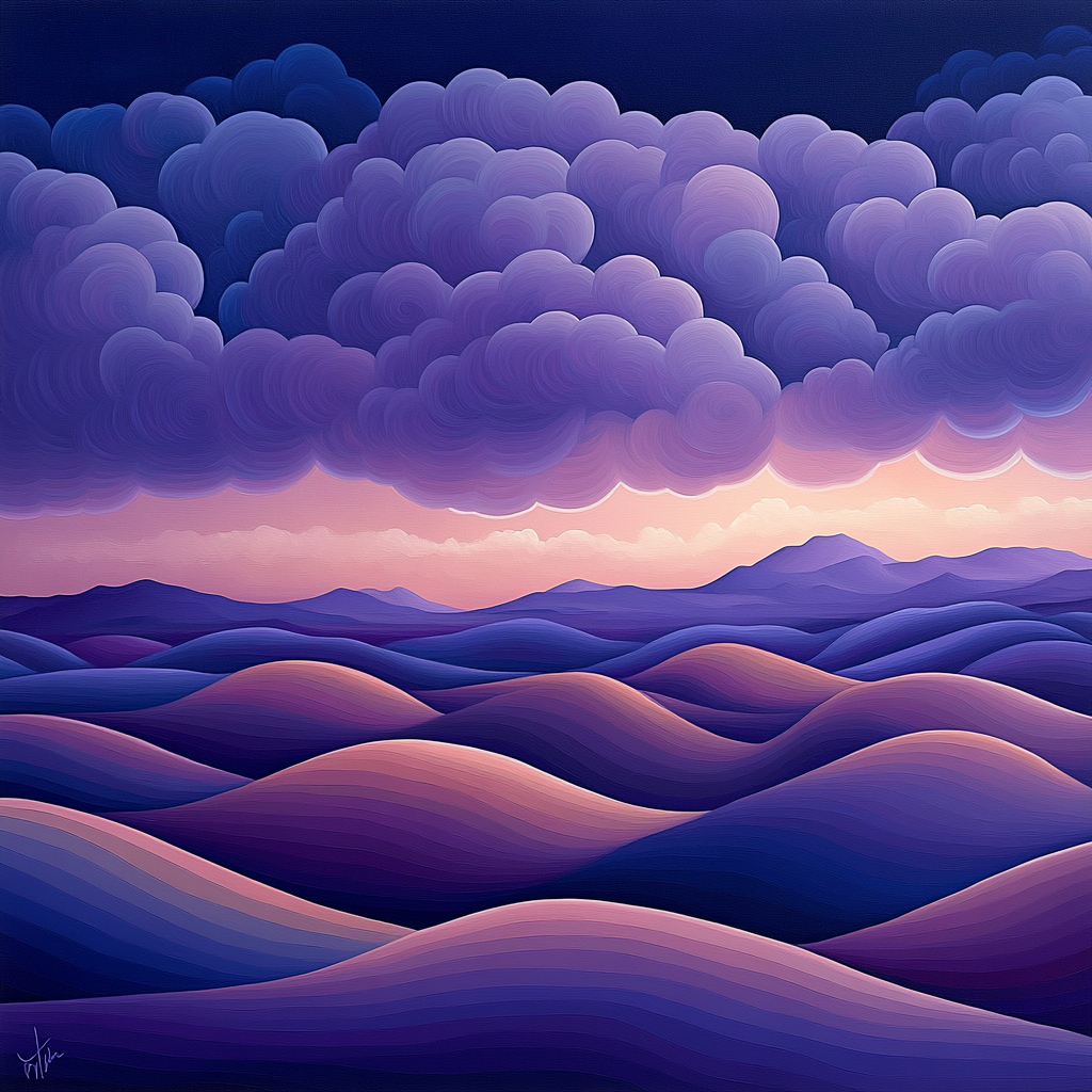 Georgia O’Keeffe Inspired Violet Cloud Over Rolling Mesa Numbered painting kits