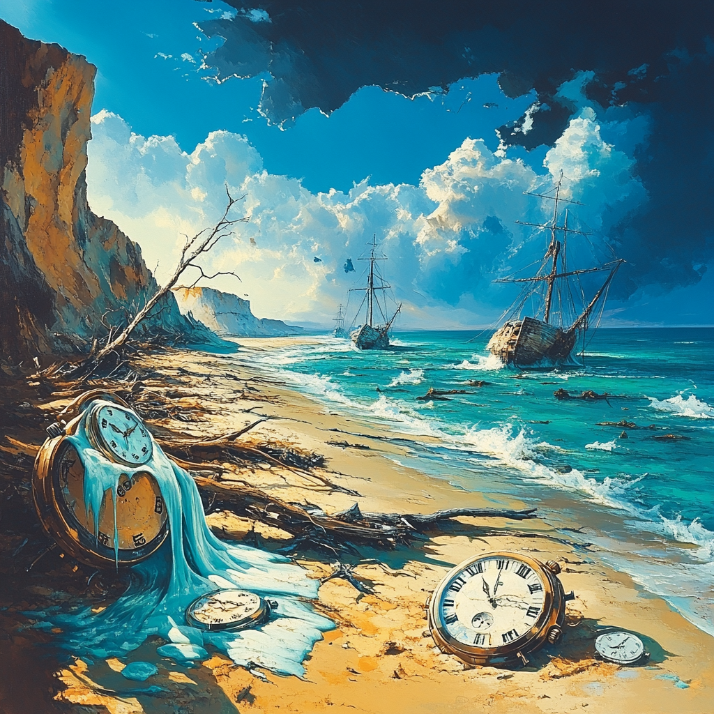 Salvador Dali Inspired Ocean Of Time paint by color