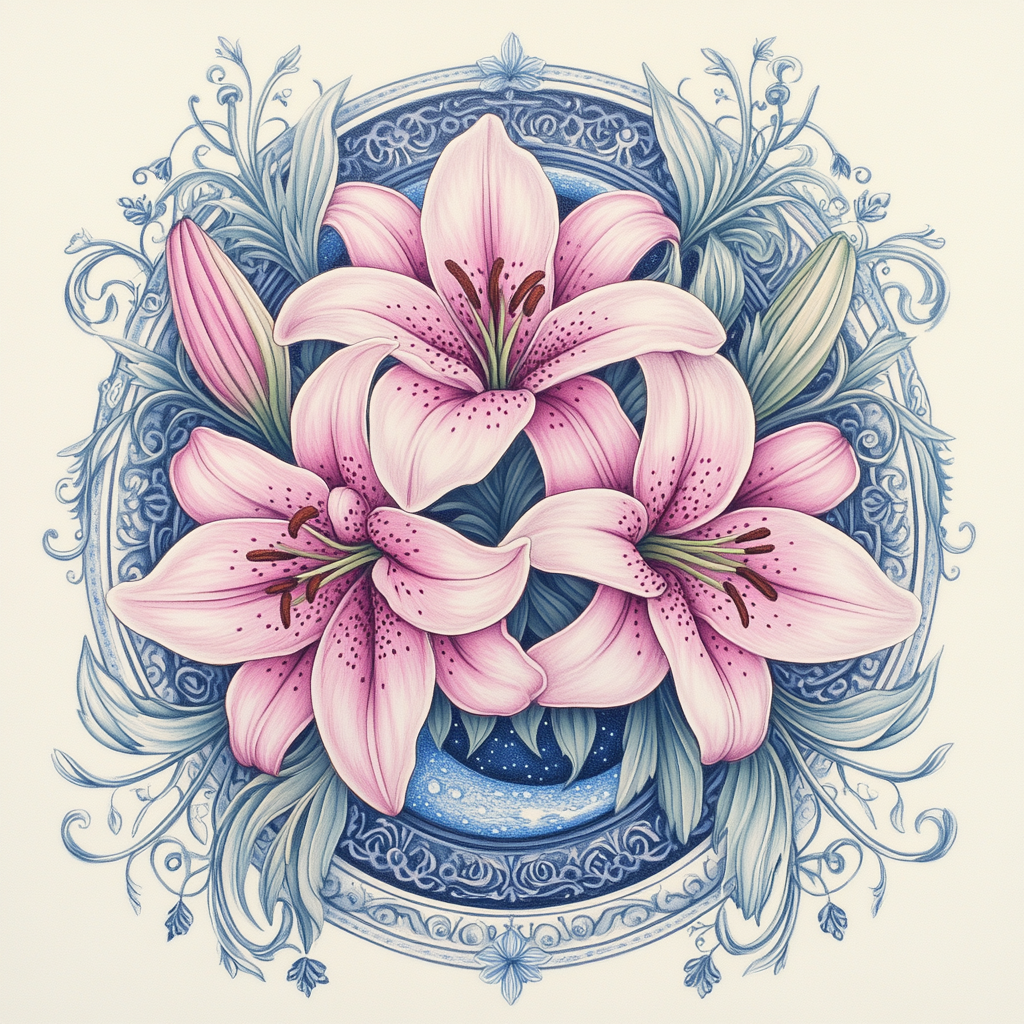 Alphonse Mucha Inspired Lunar Lily Mandala DIY paint by numbers