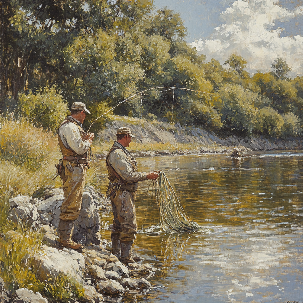 Gustave Courbet Inspired River Fishermen paint by number