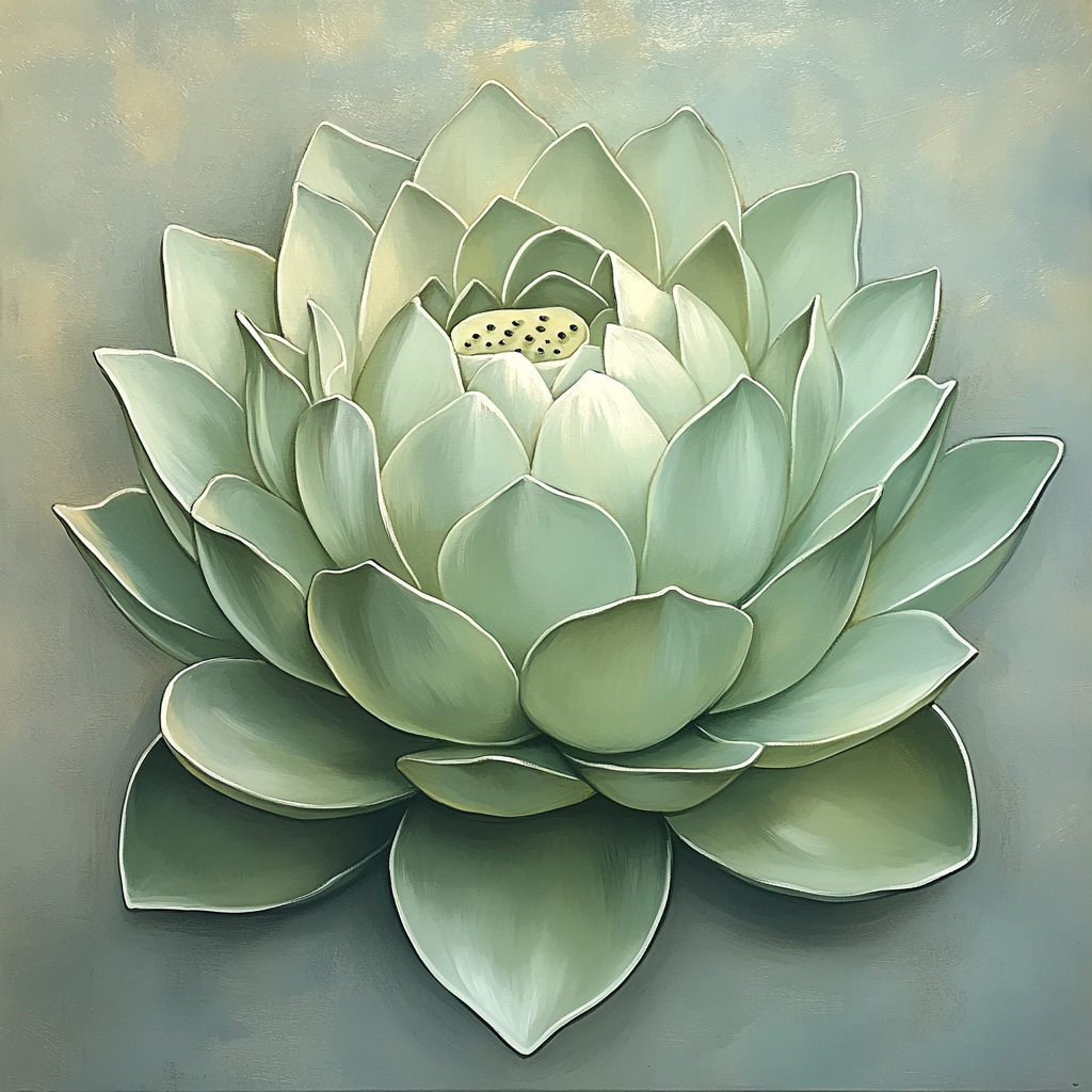 Michelangelo Inspired Celadon Lotus paint by number