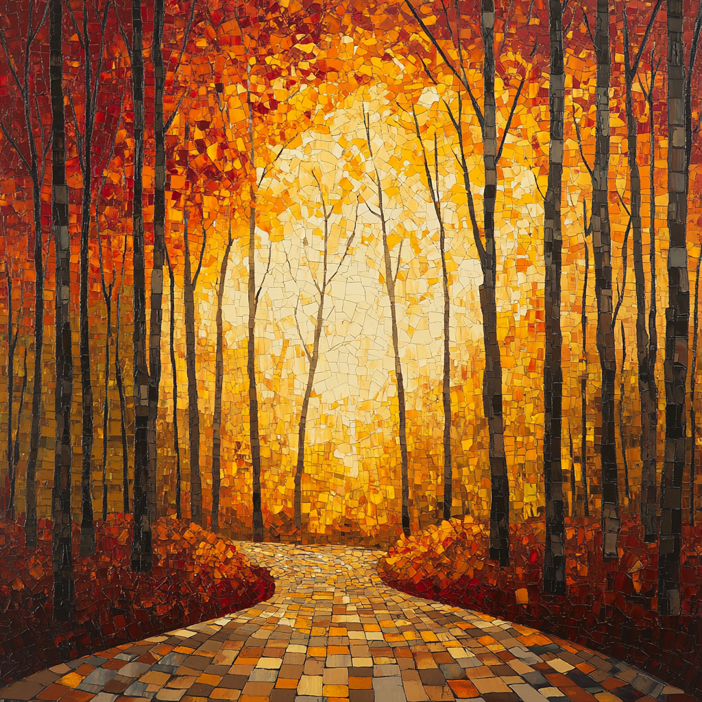 Jean-Paul Riopelle Inspired Mosaic Autumn Forest Paint by numbers art