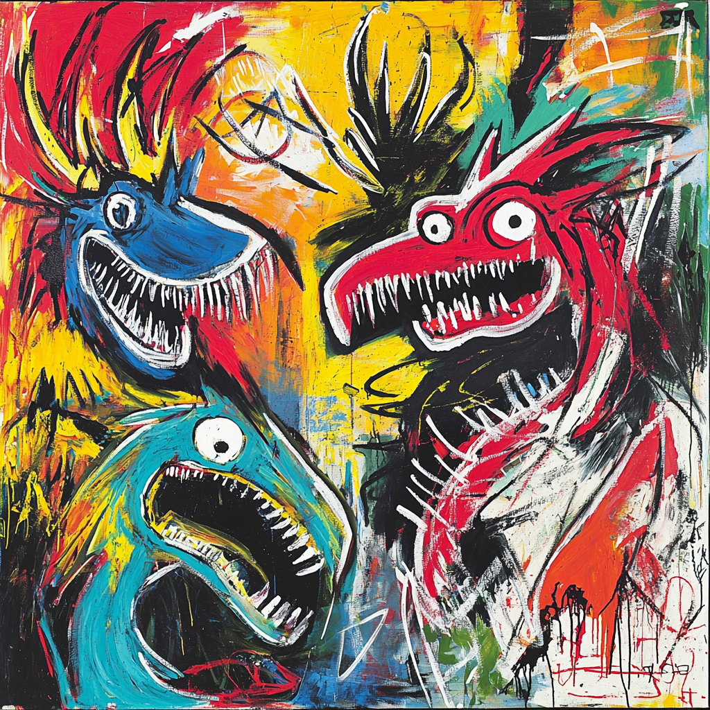 Jean-Michel Basquiat Inspired Contemporary Mythical Creatures Painting Number Kit