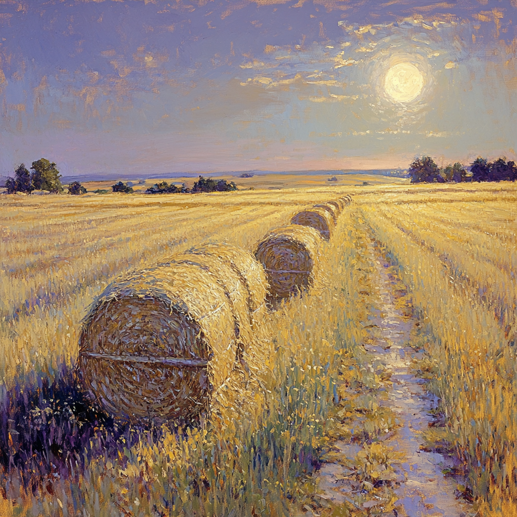 Claude Monet Inspired Haystacks Moonlit Dawn Number painting