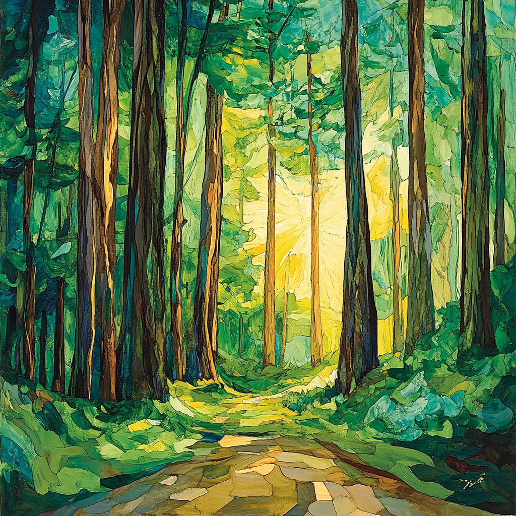 Emily Carr Inspired Towering Cedar Cathedral DIY paint by numbers