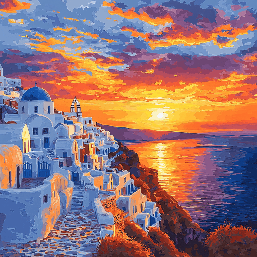 Santorini Sunset - Oia Painting Number Kit