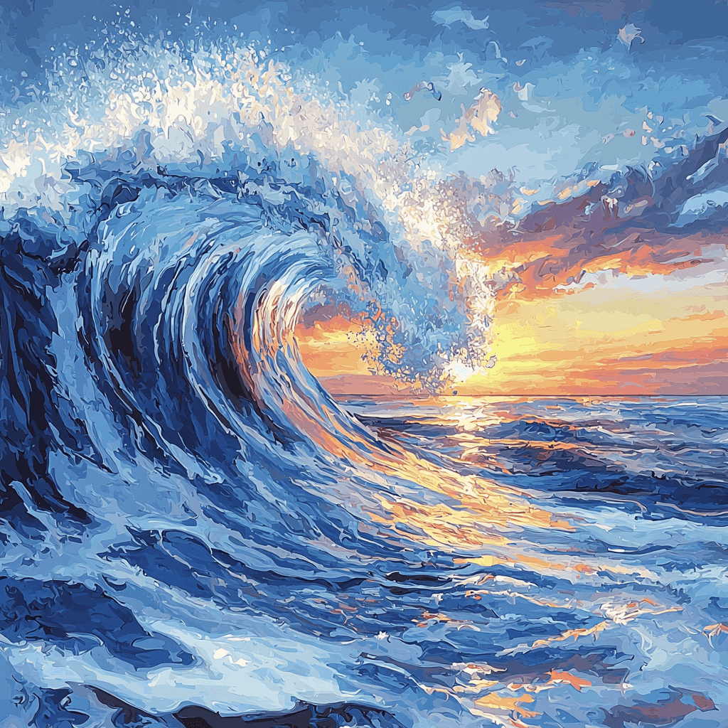 Katsushika Hokusai Inspired Waves Of Tranquility DIY Paint By Numbers