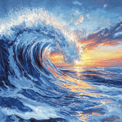 Katsushika Hokusai Inspired Waves Of Tranquility DIY Paint By Numbers