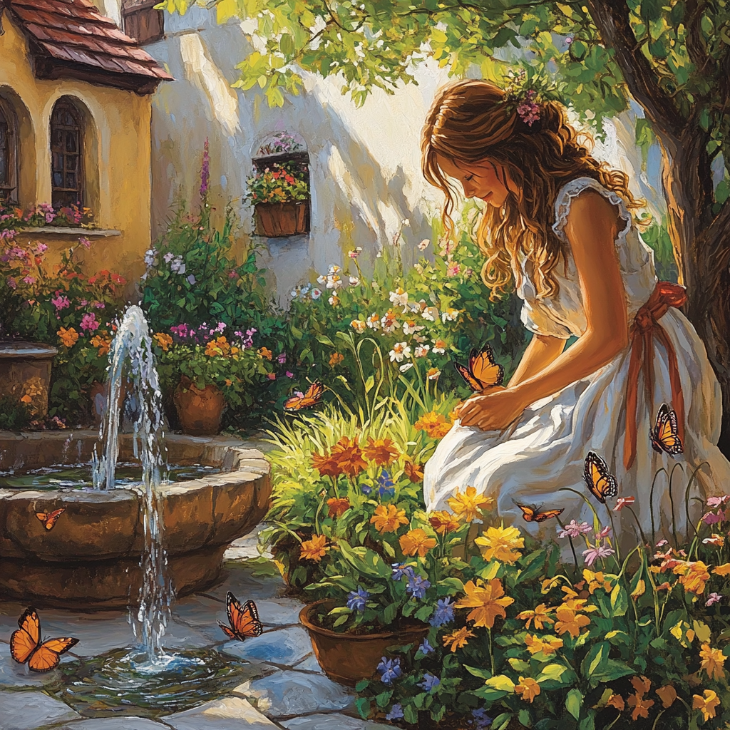 Maid Marian Garden Smile painting number kit