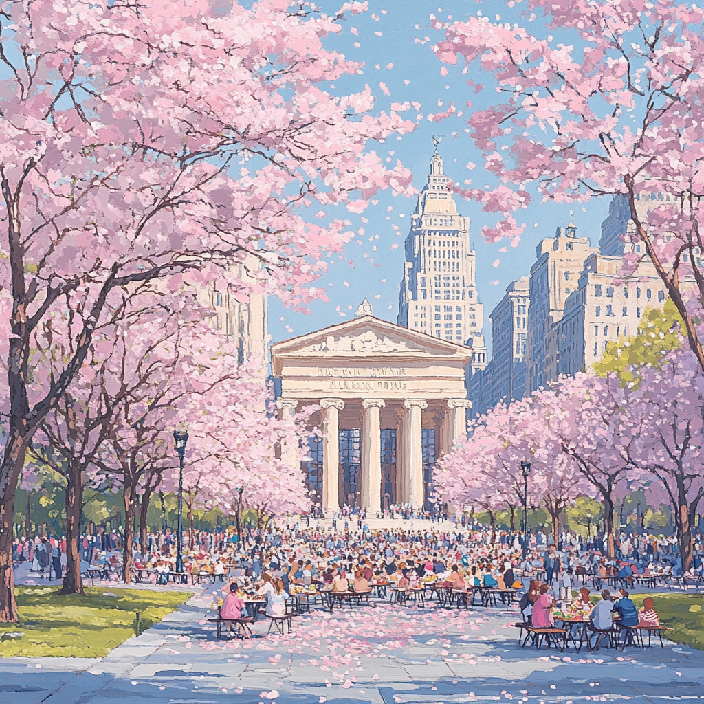 Ueno Park Cherry Blossoms Tokyo Japan paint by numbers