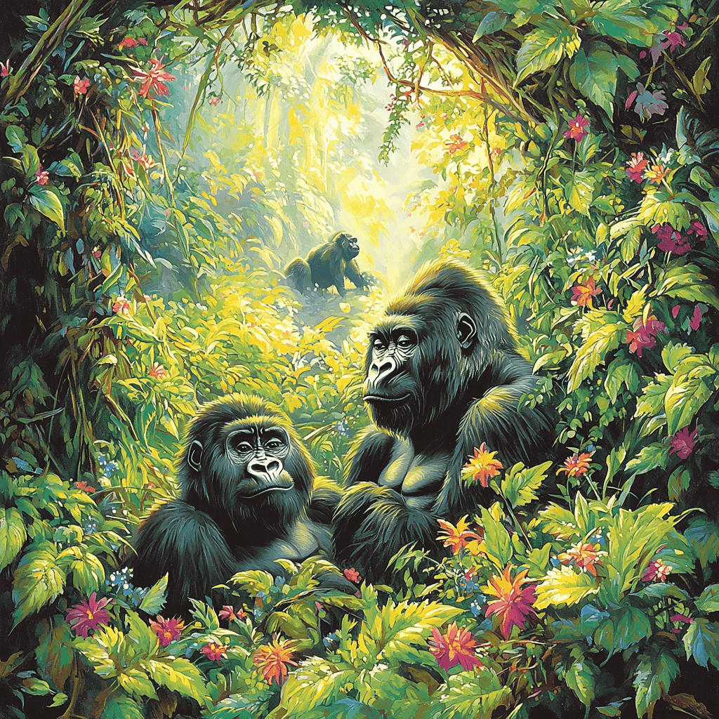 Gorilla Trekking In Rwanda Numbered Painting Kits