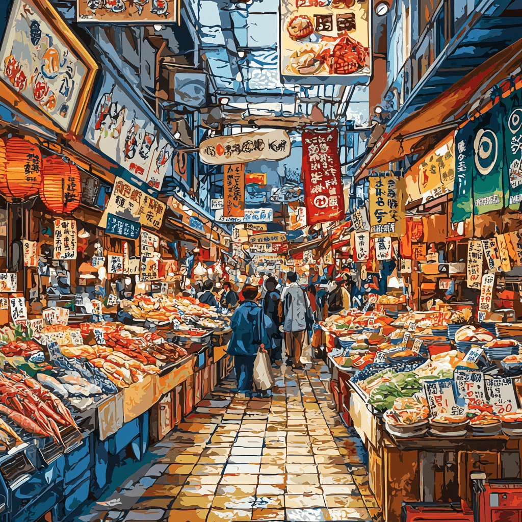 Tsukiji Outer Market Paint By Color
