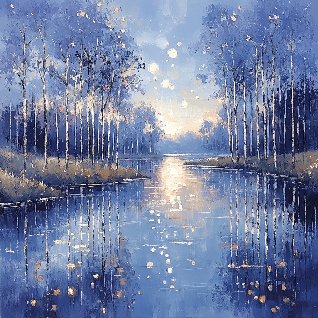 Claude Monet Inspired River Poplar Twilight Paint by numbers kits