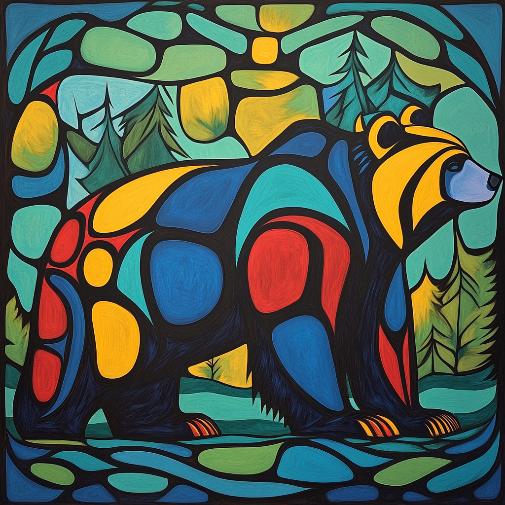 Norval Morrisseau Inspired Bear Spirit Of The Northern Forest Paint by numbers art
