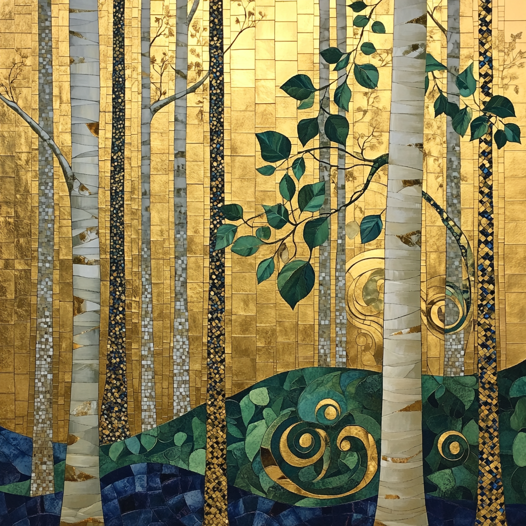 Gustav Klimt Inspired Golden Forest Tapestry Numbered painting kits