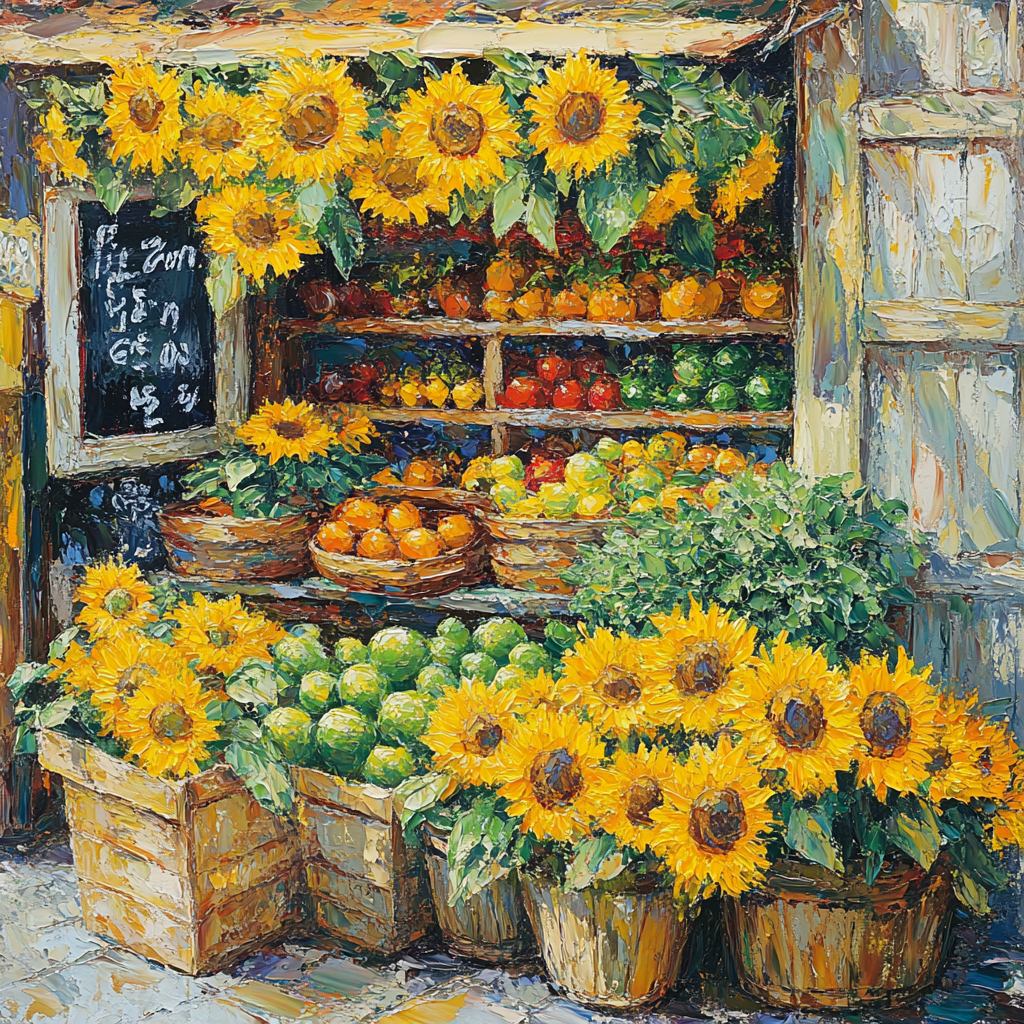 Van Gogh Inspired Sunflower Market Paint by numbers kits