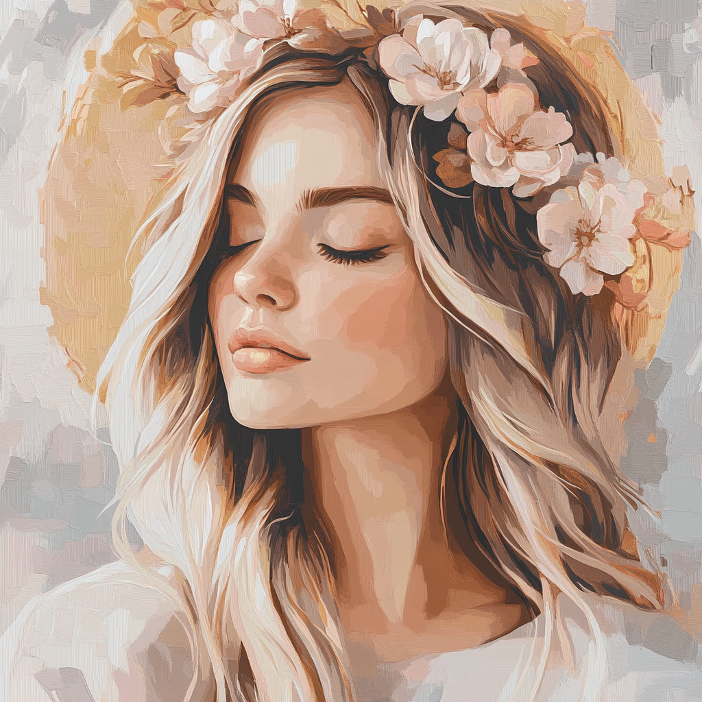 Botticelli Inspired Flower Crown paint by number