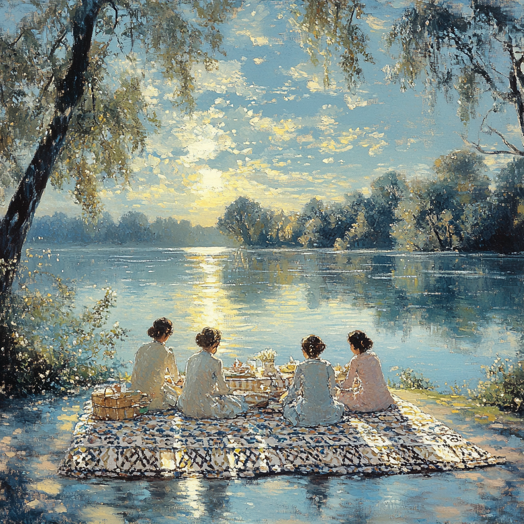 Seurat Inspired Picnic By The Lake Paint by numbers art