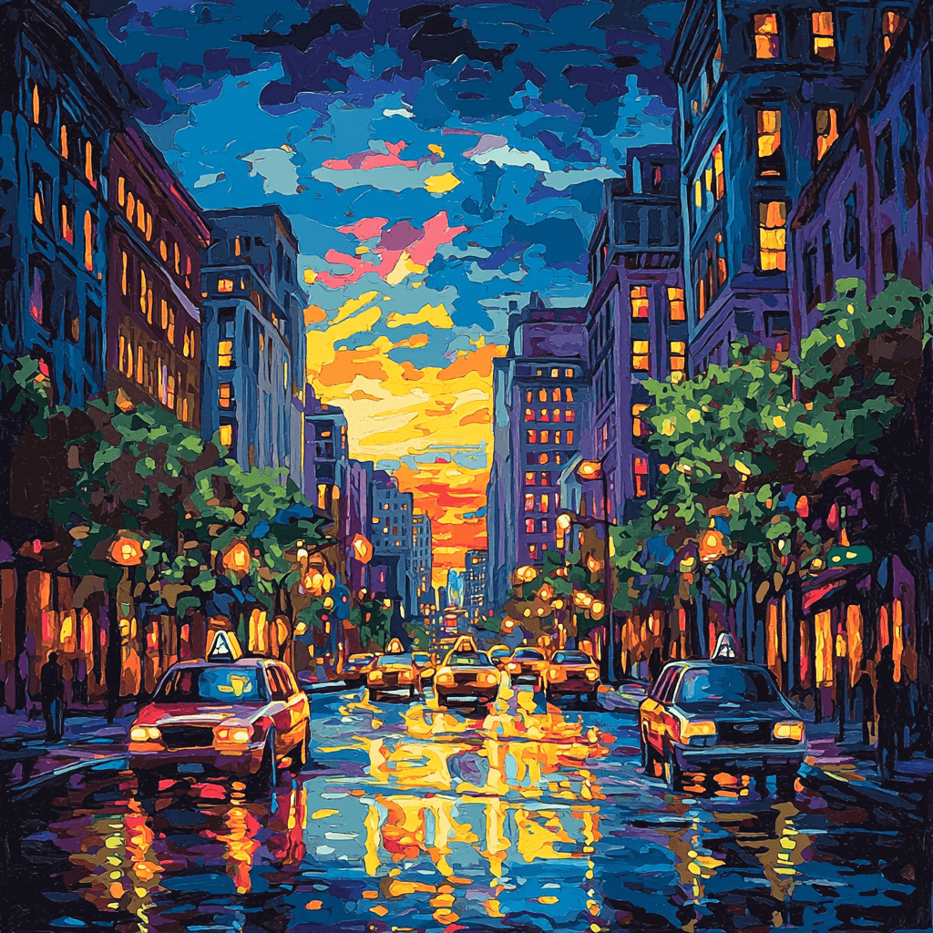 Edward Hopper Inspired Nocturnal City Glow Numbered Painting Kits