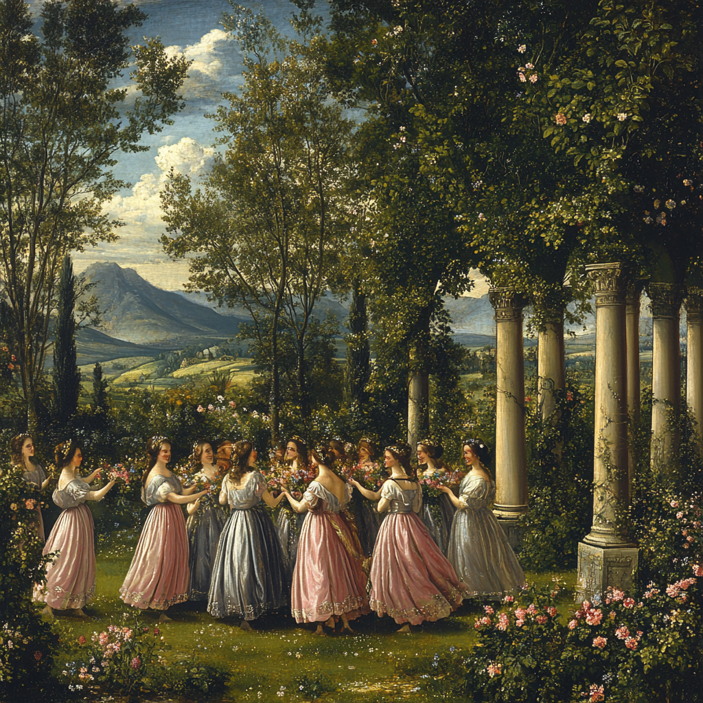 Raphael Inspired Renaissance Garden Celebration Paint by numbers art