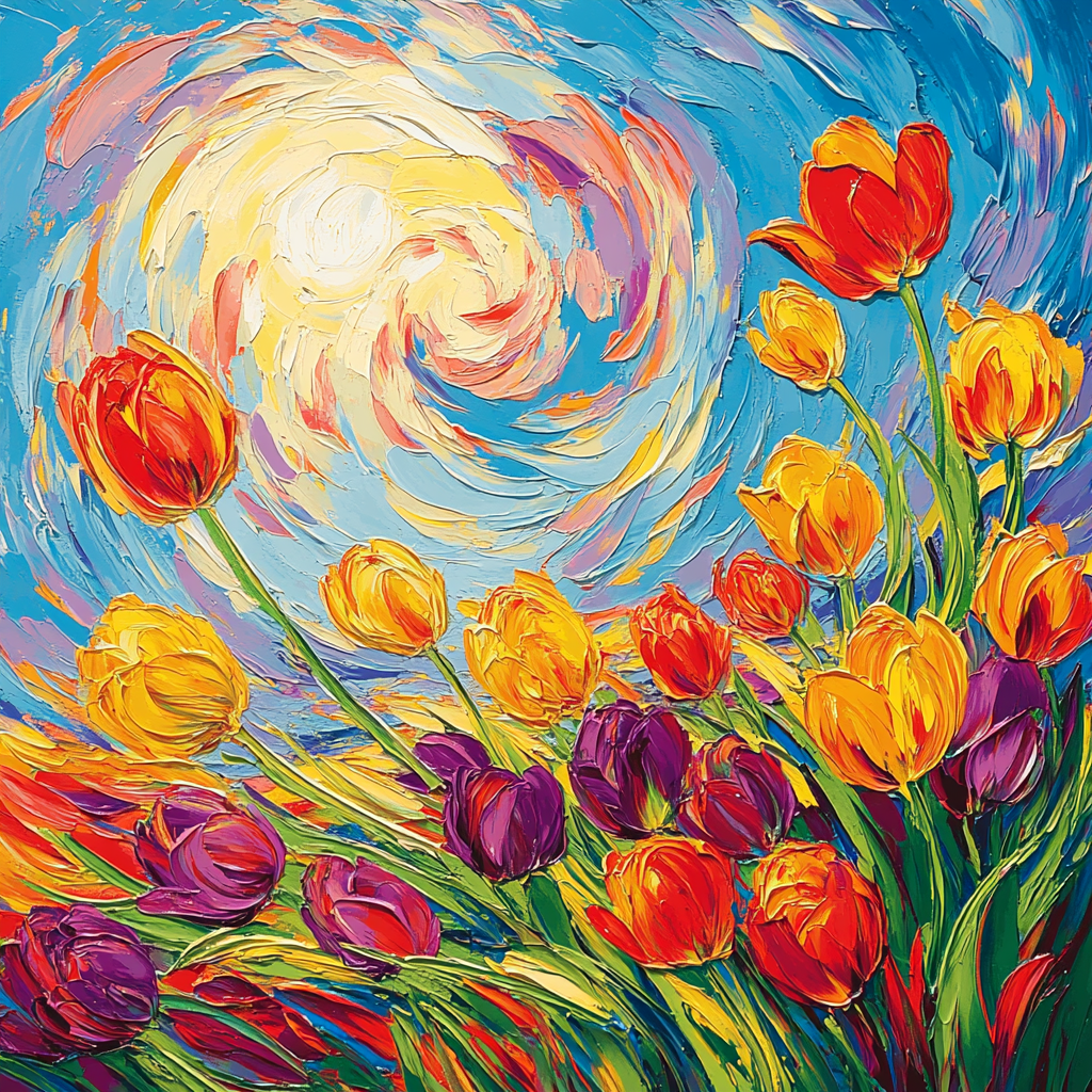 Van Gogh Inspired Vibrant Tulip Field Paint by numbers kits