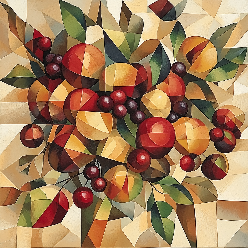 Pablo Picasso Inspired Geometric Fruit Still Life paint by numbers