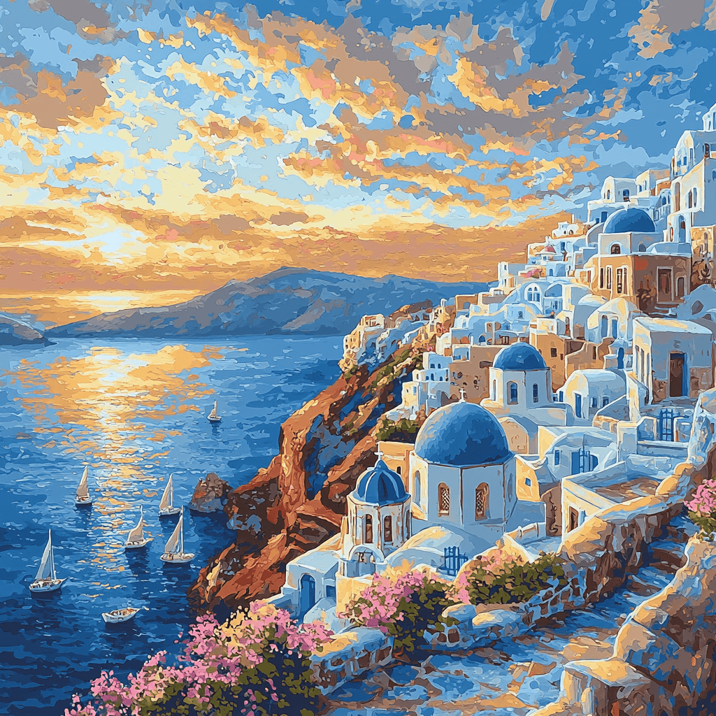 Santorini Caldera - Greece Paint By Numbers Kits