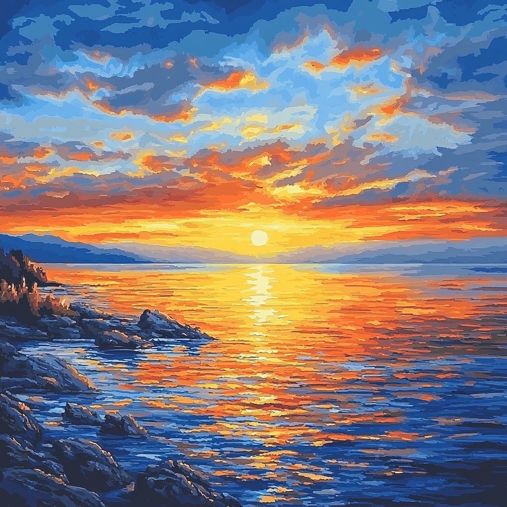 Paul Cézanne Inspired Enchanted Sunset Oasis Paint By Number