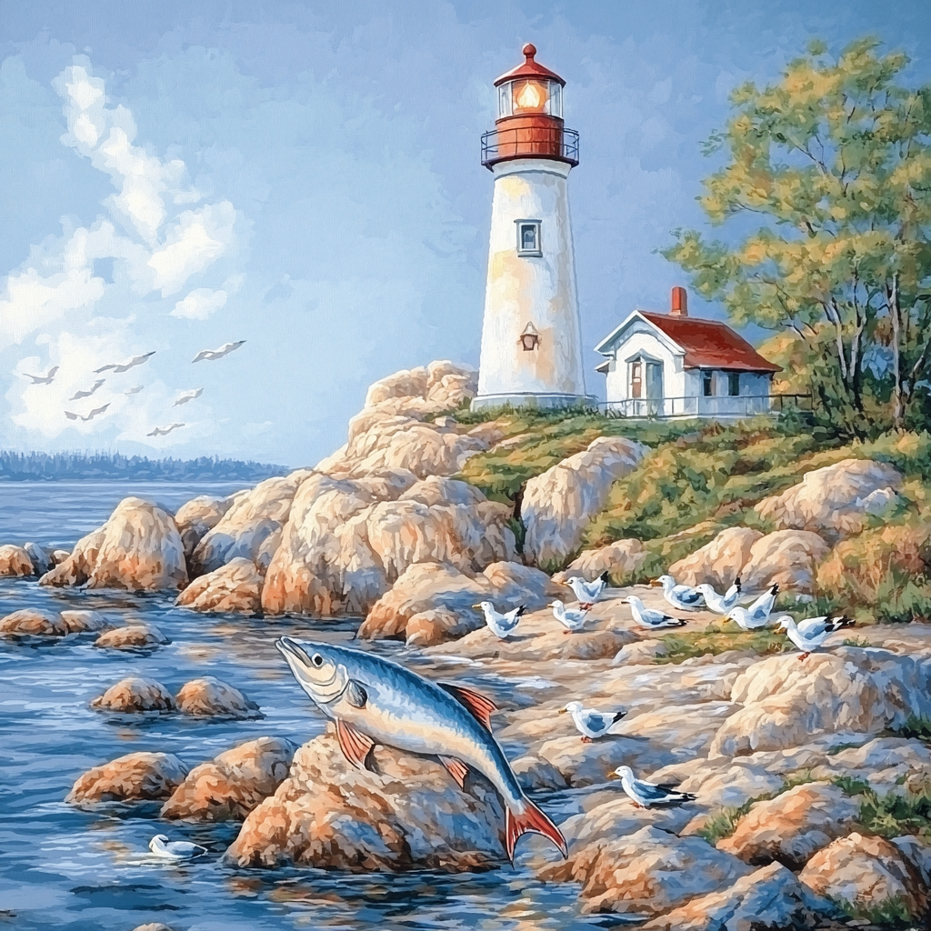 Marlin Lighthouse Watch Paint by numbers art