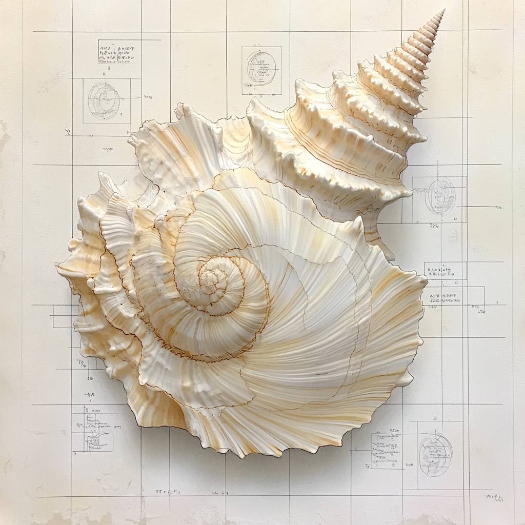 Leonardo Da Vinci Inspired Conch Geometry painting number kit