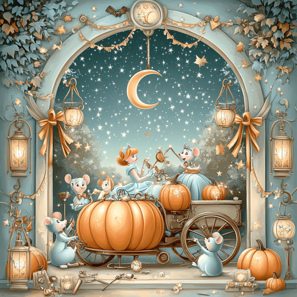 Cinderella Midnight Pumpkin Carriage Repair paint by numbers
