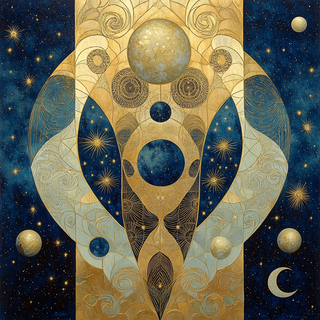 Gustav Klimt Inspired Nebula Tapestry Number painting