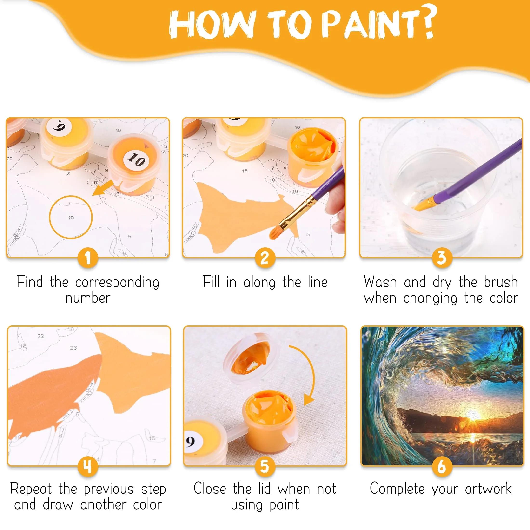 【Unframed】Happy Painting Exclusive DIY Paint by Number Kit Stress Relief Relaxation Toys Beginner Painting Kits Handicrafts with Lions Flowers & Birds Designs