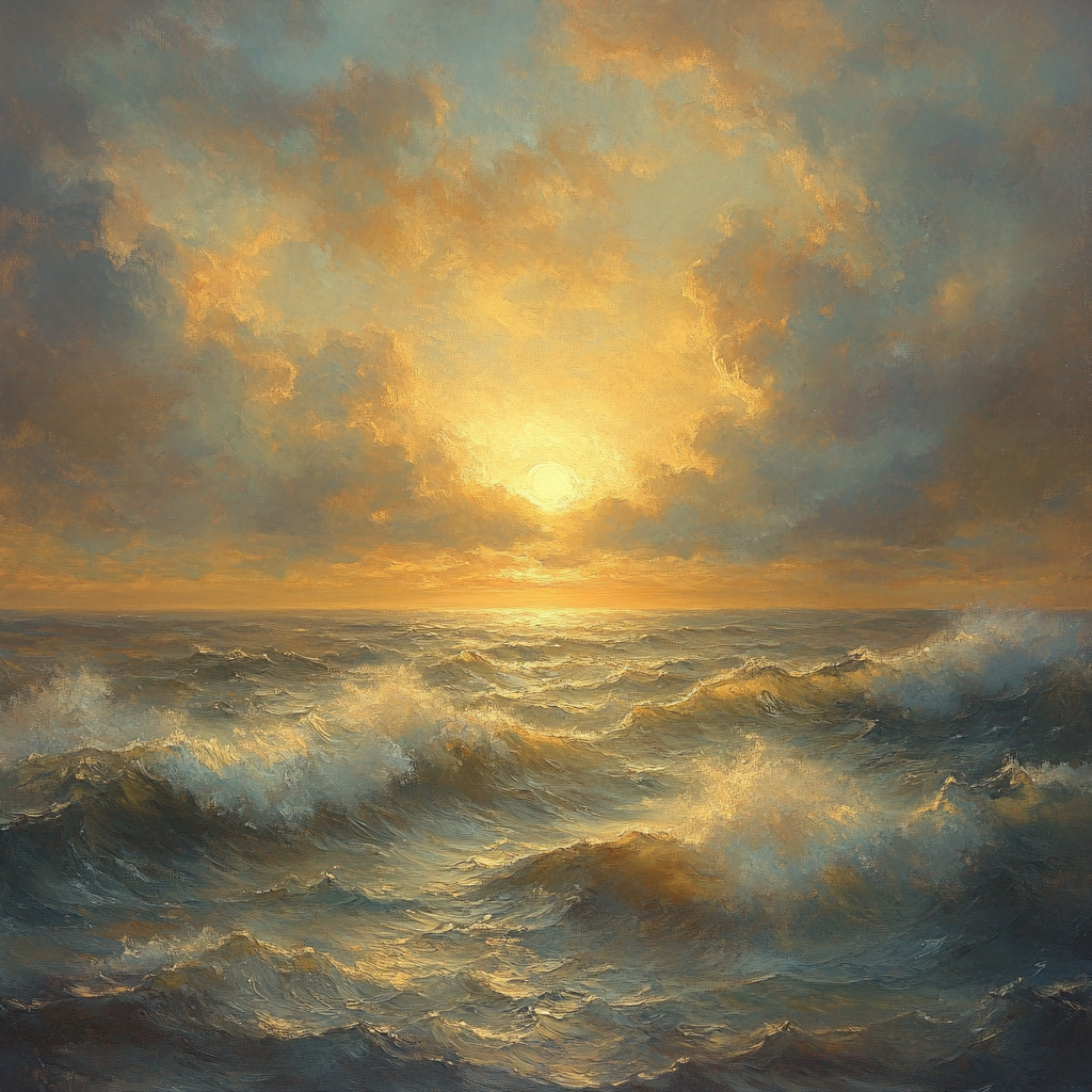 Turner Inspired Tempest Over Sea Number painting