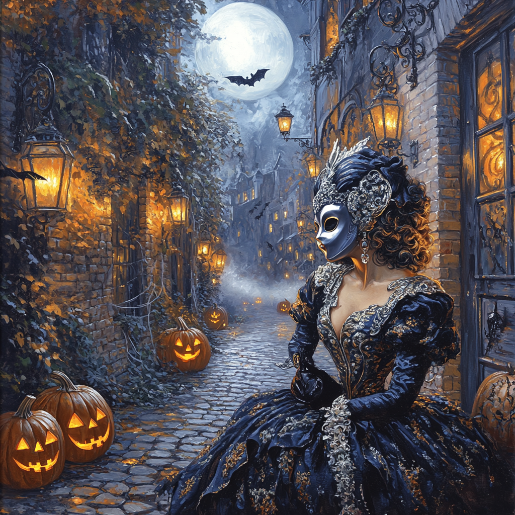 Moonlit Alley Haunted Masquerade Numbered painting kits