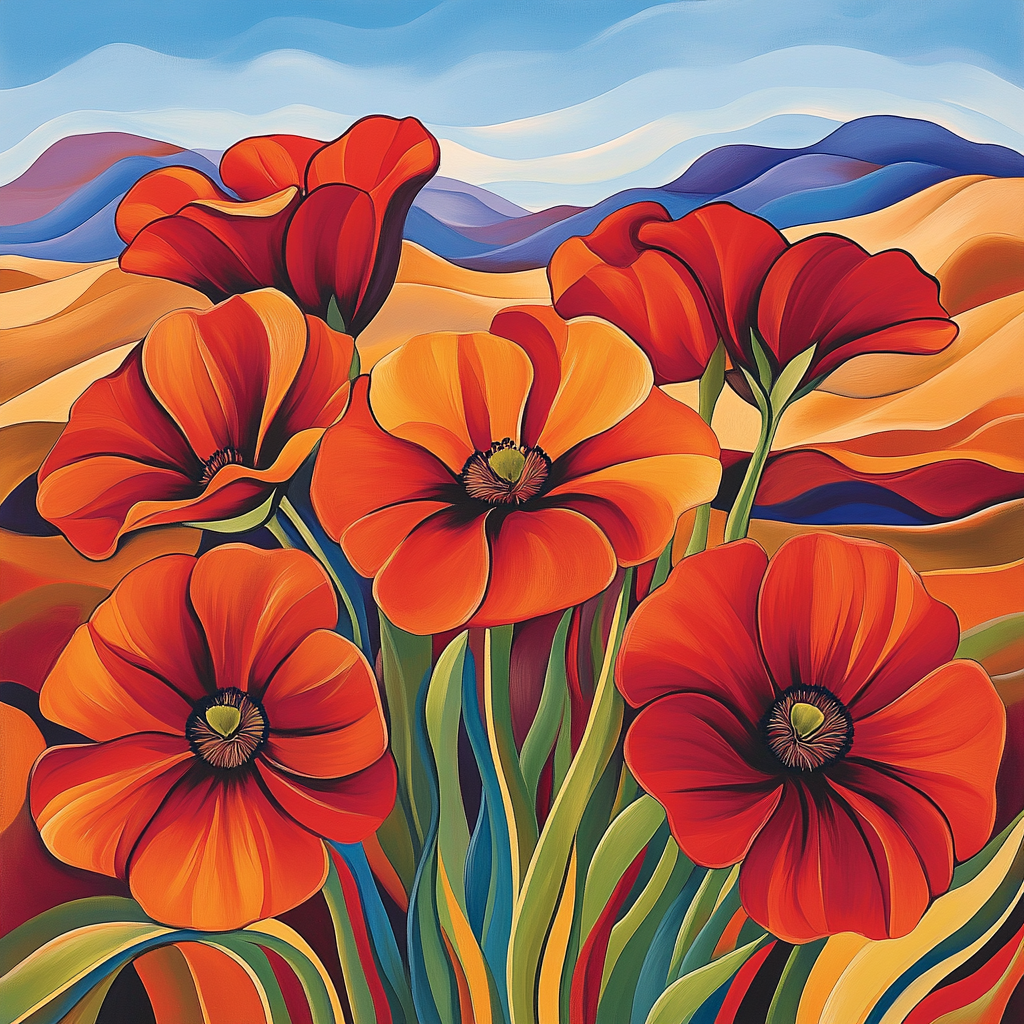 Georgia OKeeffe Inspired Desert Blooms Numbered painting kits