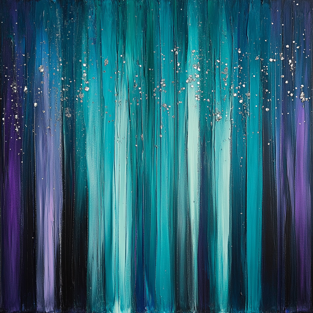 Jackson Pollock Inspired Nocturnal Aurora paint by color