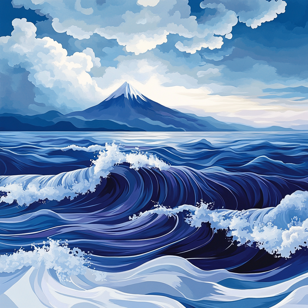 Hokusai Inspired Ocean Mountain Storm Paint by numbers kits