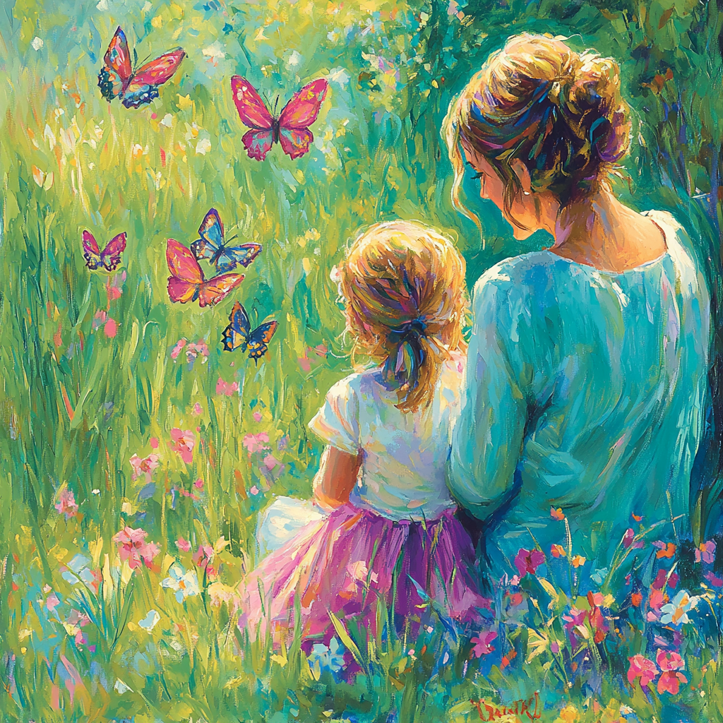 Mothers And Butterflies Number Painting