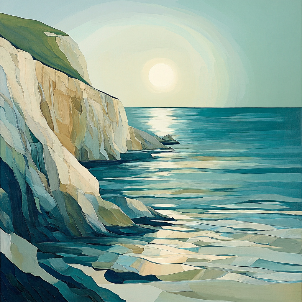 Paul Cézanne Inspired Coastal Cliffs At Morning paint by number