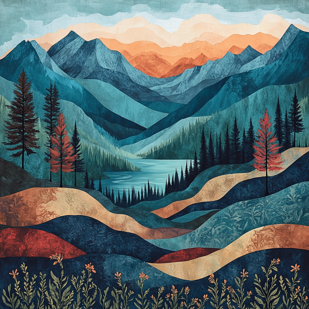J. E. H. MacDonald Inspired Rhythmic Mountain Vista Number painting