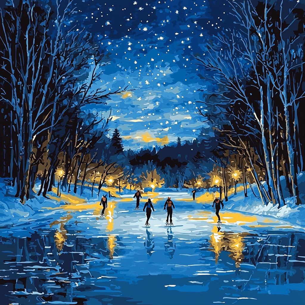 Caspar David Friedrich Inspired Night Skaters Paint By Color