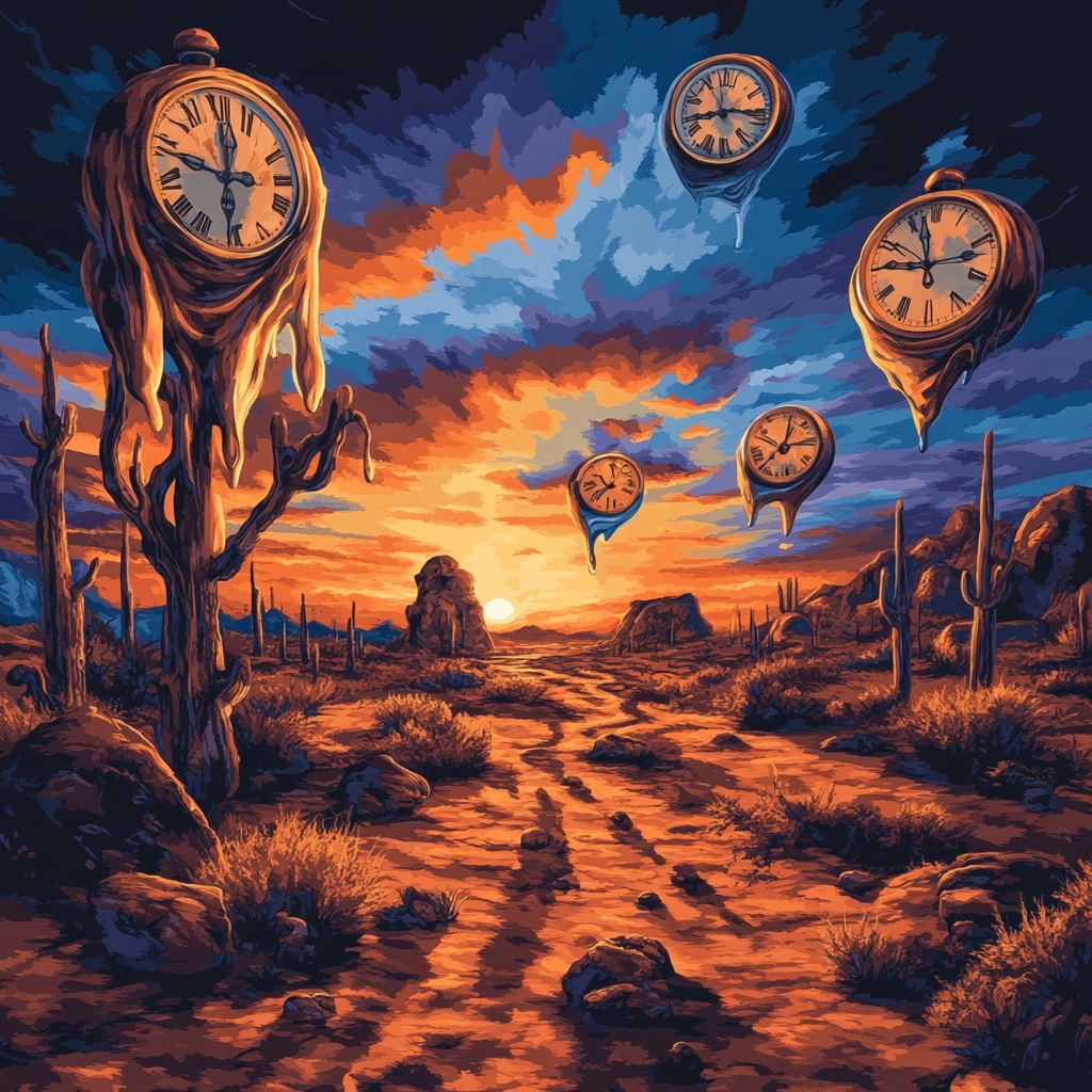 Salvador Dali Inspired Surreal Desert Sunset DIY paint by numbers