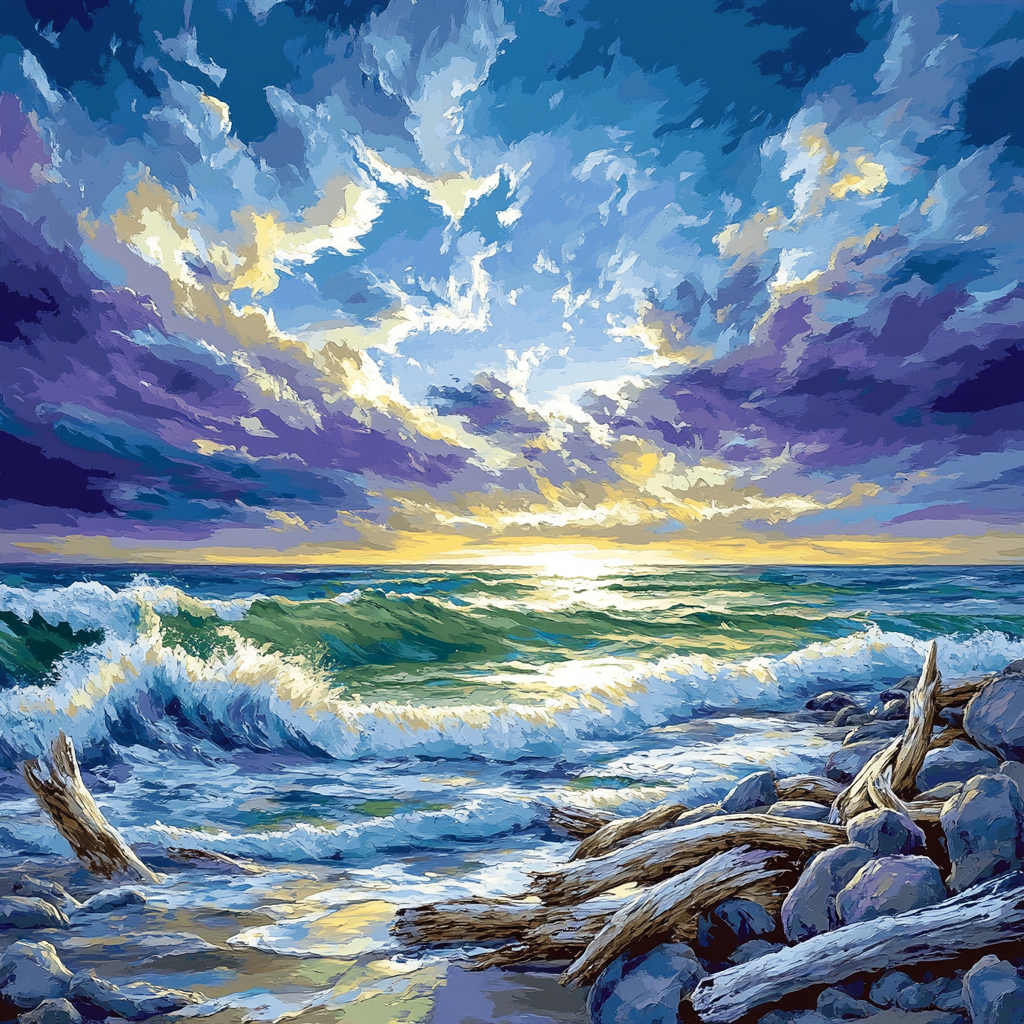 Emily Carr Inspired Storm Over Driftwood Beach DIY paint by numbers